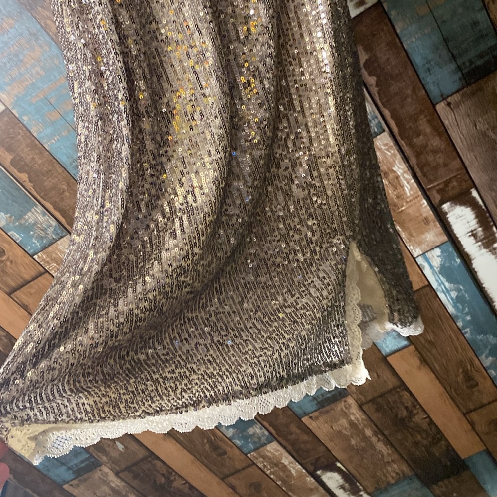 Wild fable silver sequins and lace trim stretchy dress - Picture 7 of 16